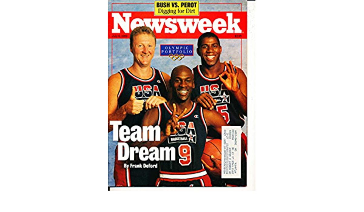 Newsweek covering featuring Dream Team stars Michael Jordan, Larry Bird and Magic Johnson.
