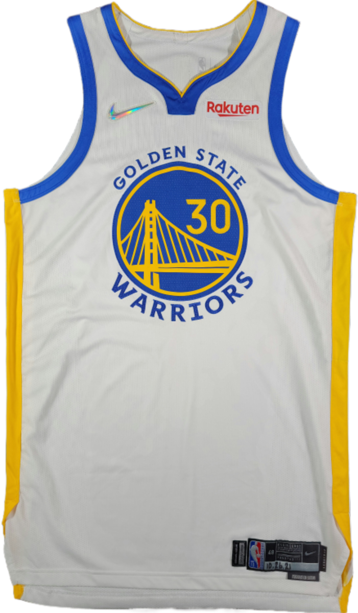 Steph Curry game-worn jersey from the Golden State Warriors'  2021-22 championship season.