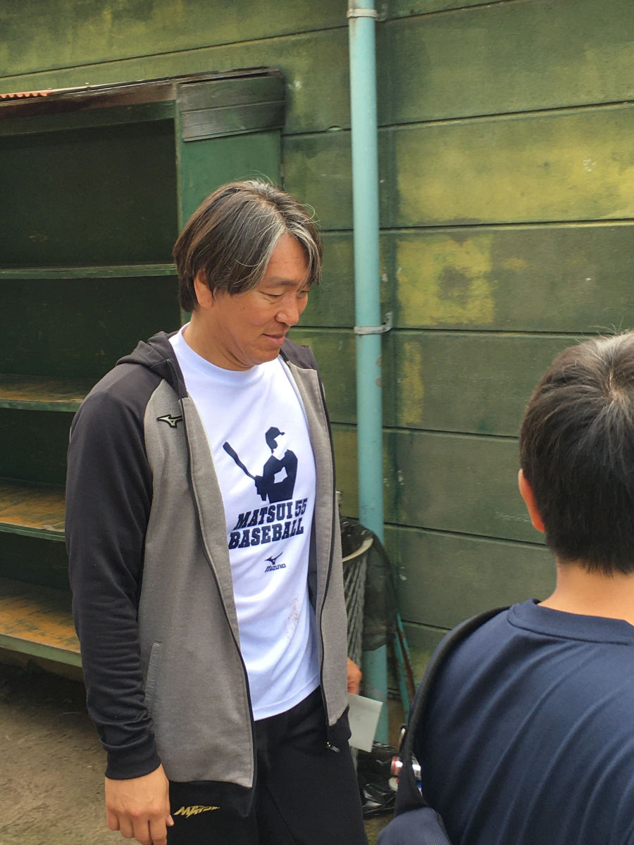 Hideki Matsui at his baseball clinic at his old high school in Nomi, Japan.