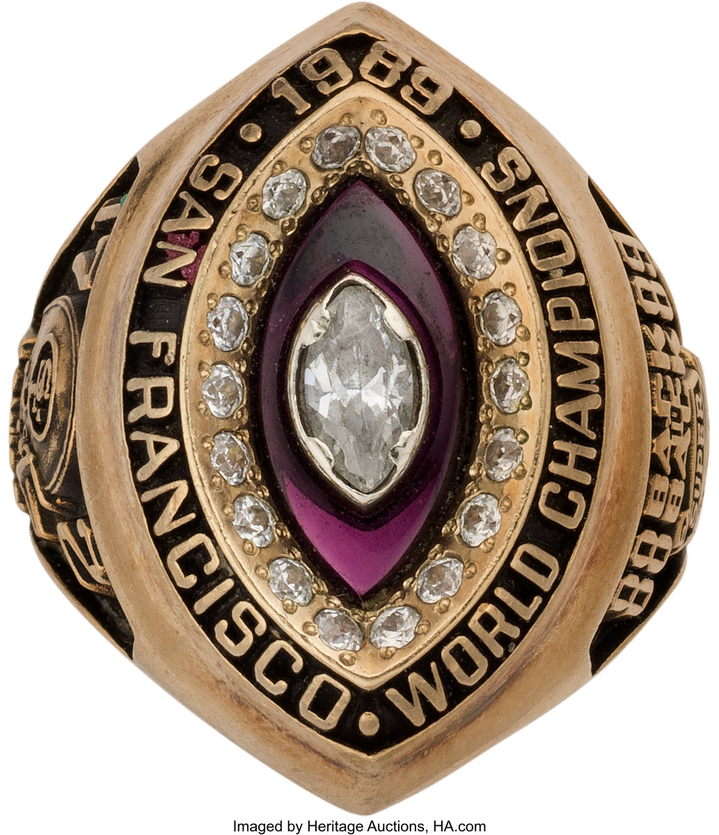 1990 San Francisco 49ers Super Bowl ring presented to Jerry Rice's wife.