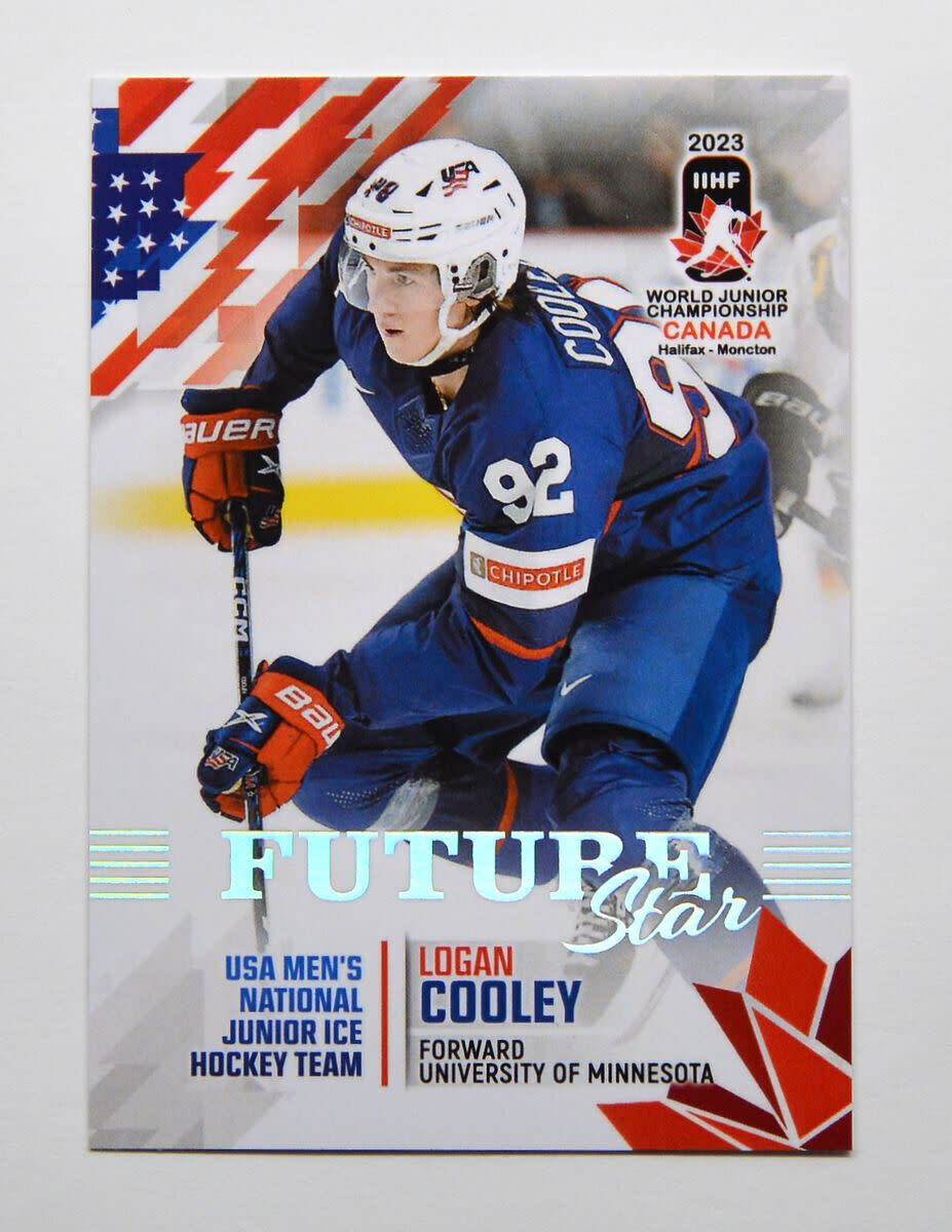 Lot Detail - Logan Cooley - Blue Game-Worn Jersey - Team USA Hockey - 2022  IIHF World Junior Championship