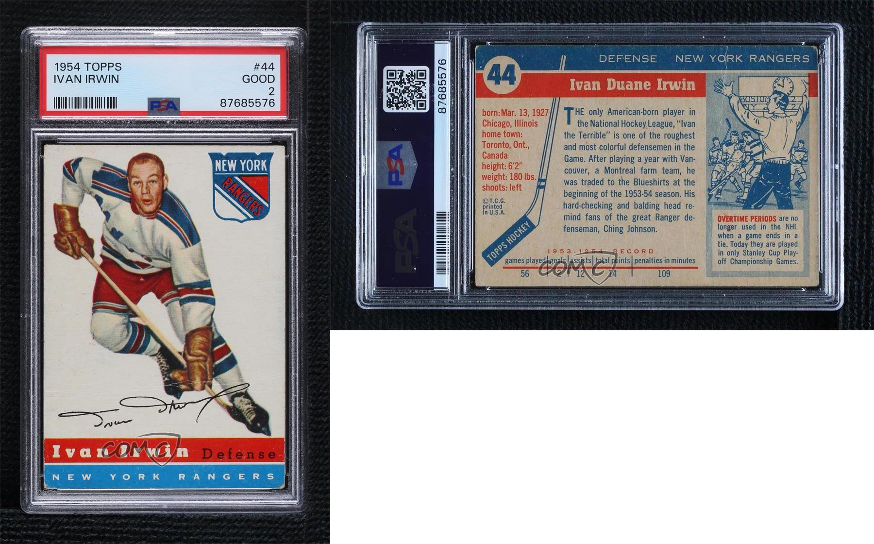 1954 Topps Hockey Ivan Irwin card. 