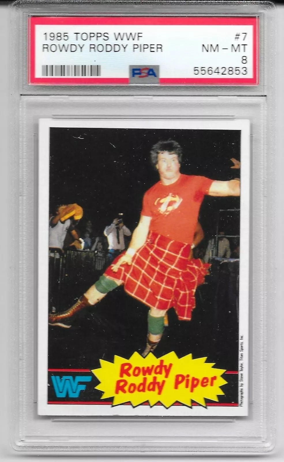 1985 Topps WWF Rowdy Roddy Piper card. 