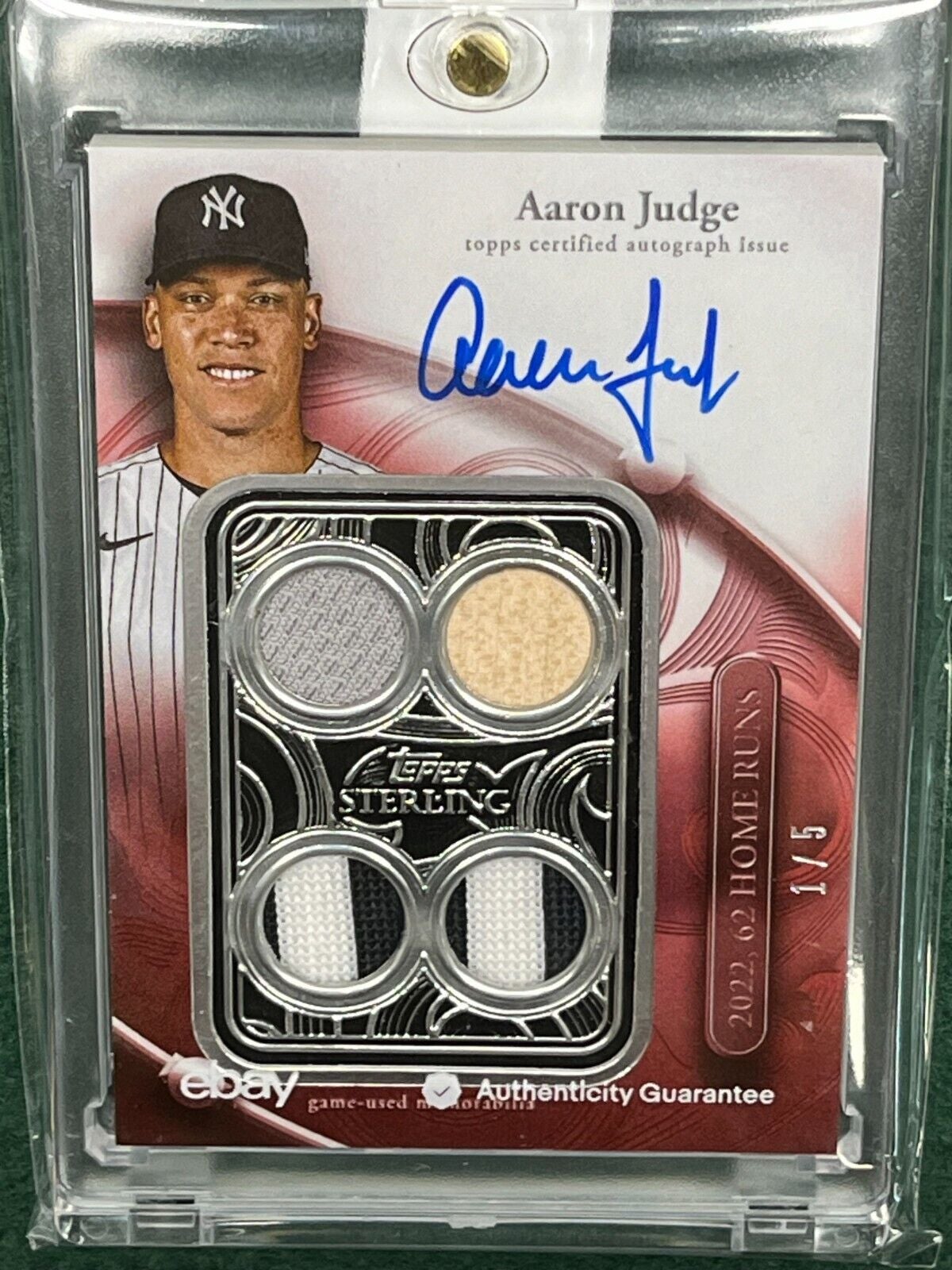 2024 Topps “Sterling Swings” Aaron Judge Autographed Relics card.