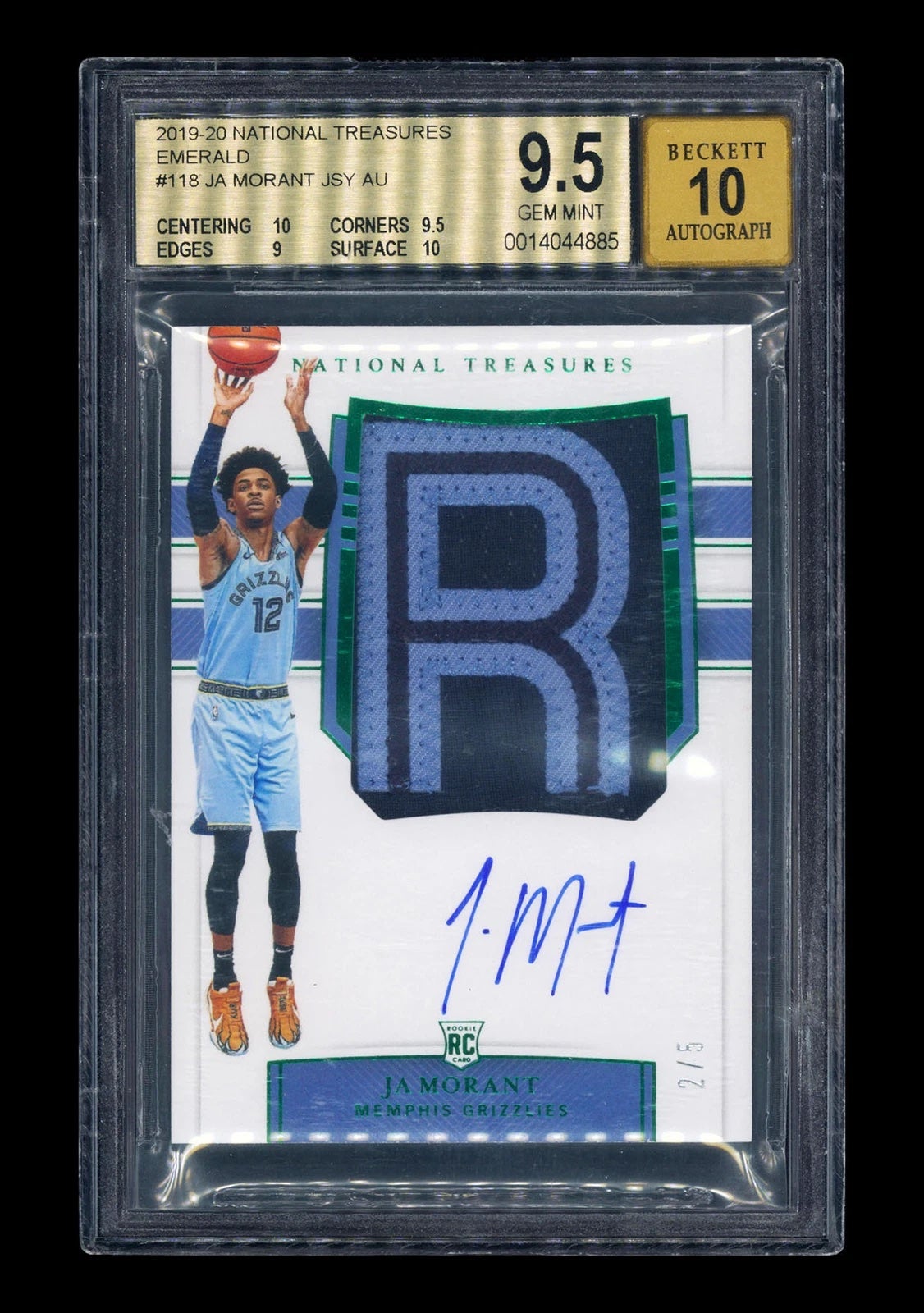 019-20 National Treasures Ja Morant RPA RC R-Patch Auto. 