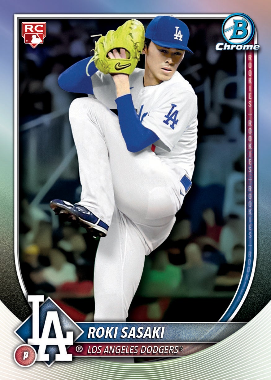 2025 Bowman Chrome Roki Sasaki Red Rookie Redemption card. 