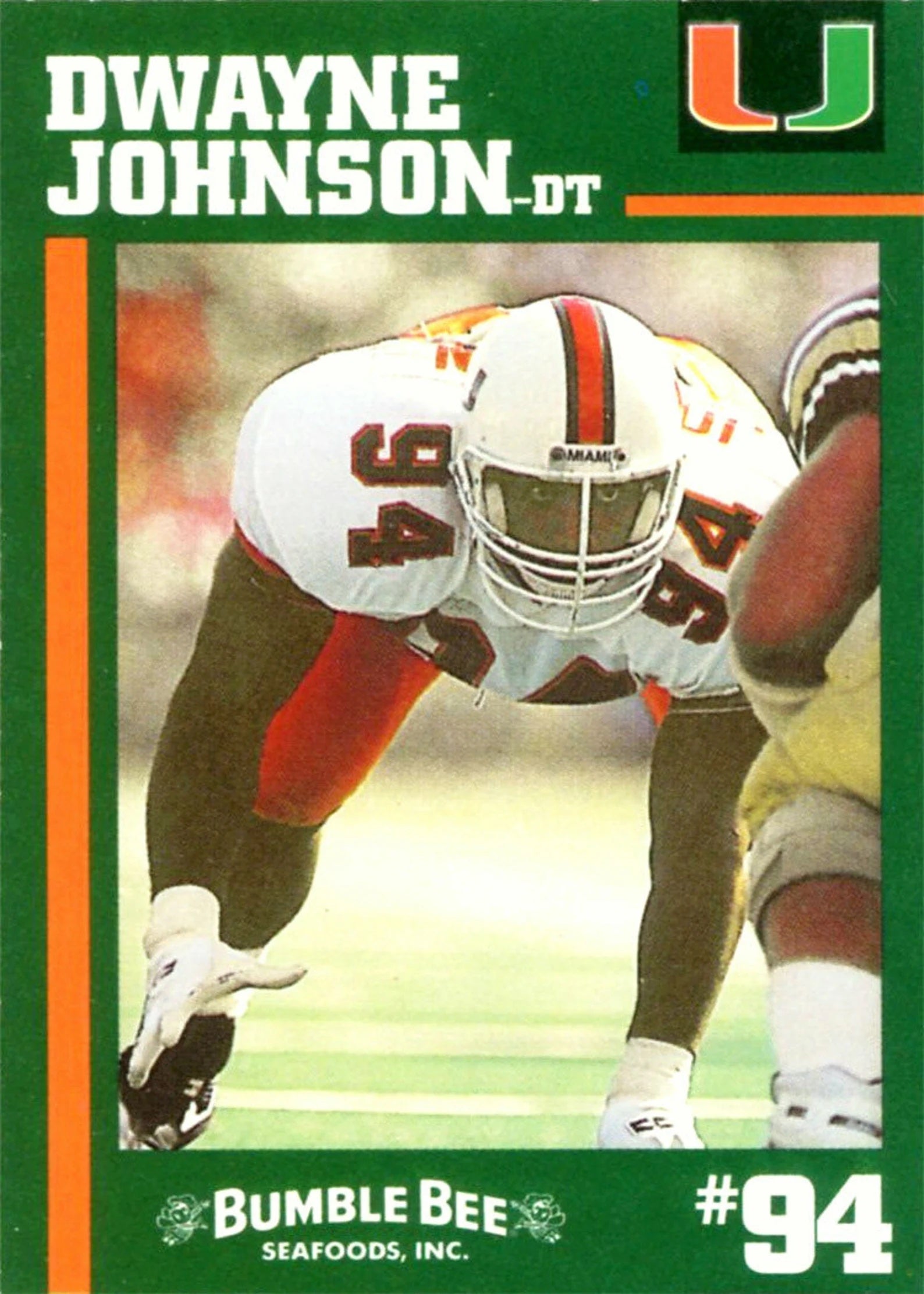 Dwayne Johnson University of Miami card. 