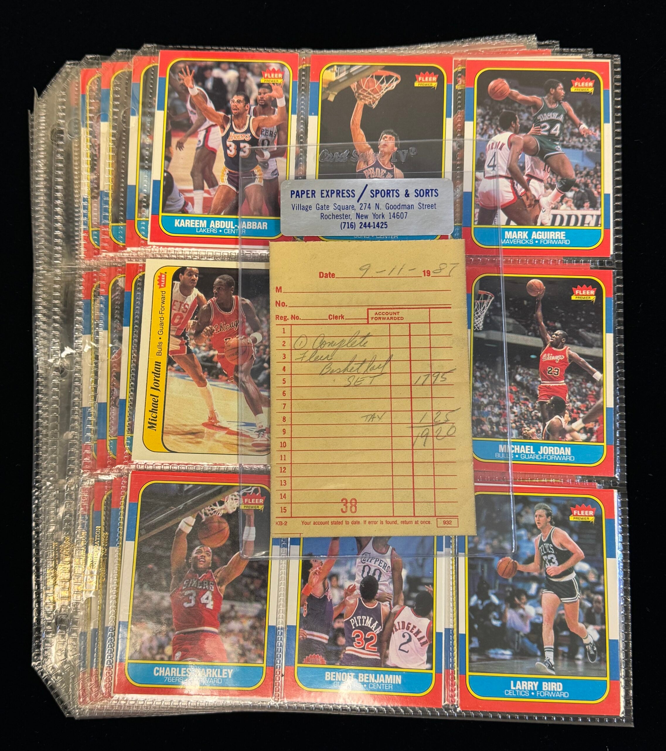 1986 Fleer Basketball set purchased in 1987 with a receipt for $17.95. 