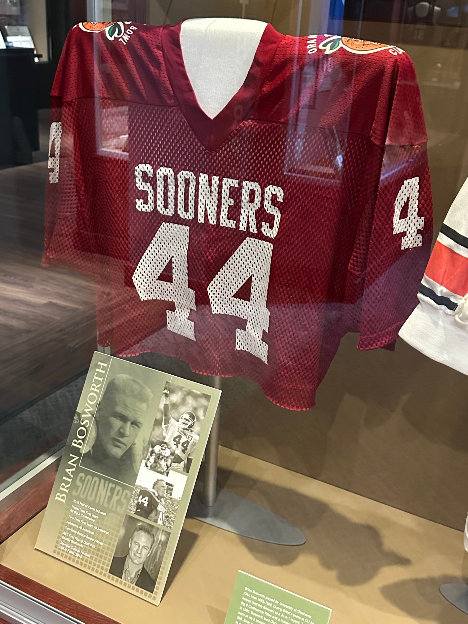 Brian Bosworth jersey at Oklahoma Sports Hall of Fame. 