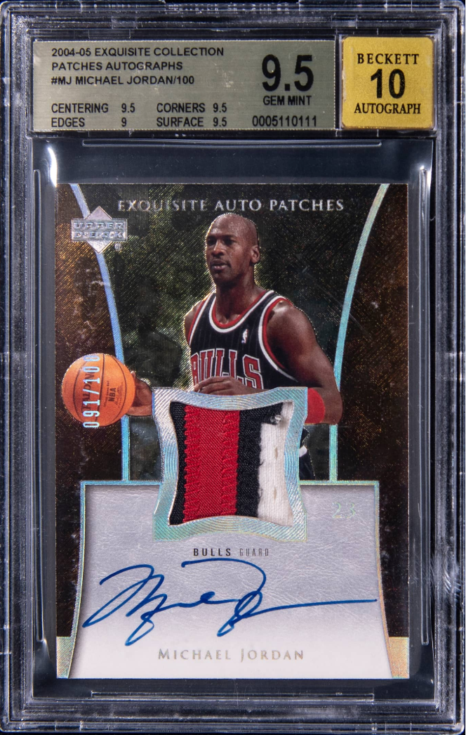 2004-05 Exquisite Collection Patches Autographs Michael Jordan card. 