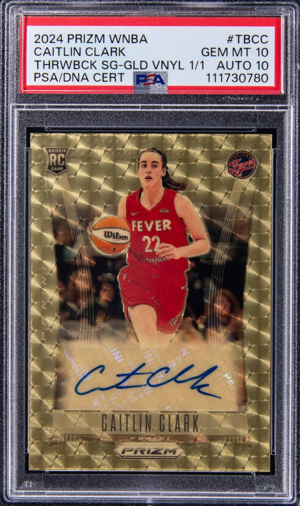 2024 Prizm WNBA Caitlin Clark Throwback Gold Vinyl card. 