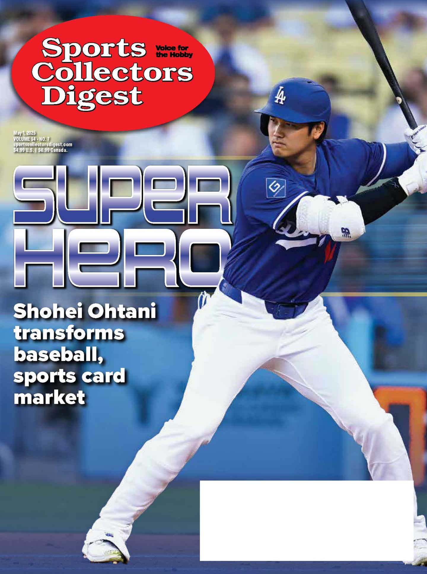 Shohei Ohtani on the cover of the May 1, 2025 issue of Sports Collectors Digest.