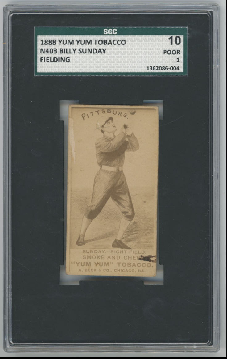 1888 Yum Yum Tobacco Billy Sunday card. 
