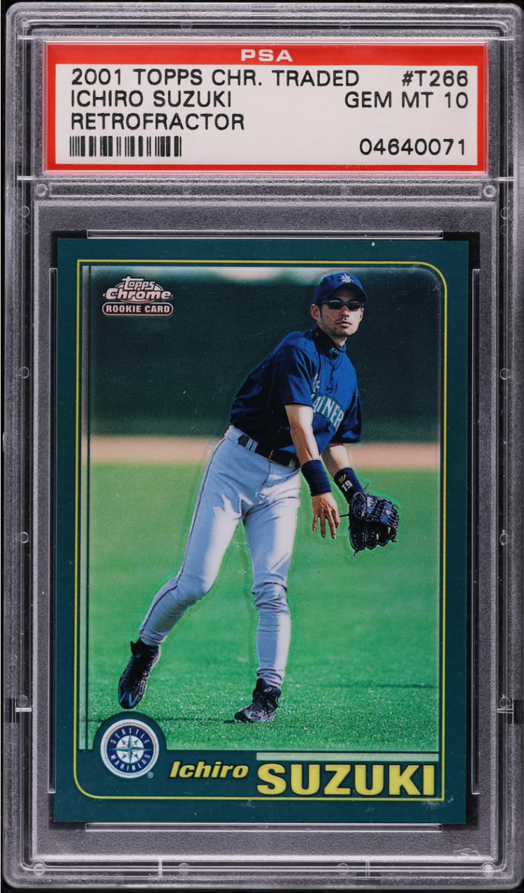 2001 Topps Chrome Traded Ichiro Suzuki card. 