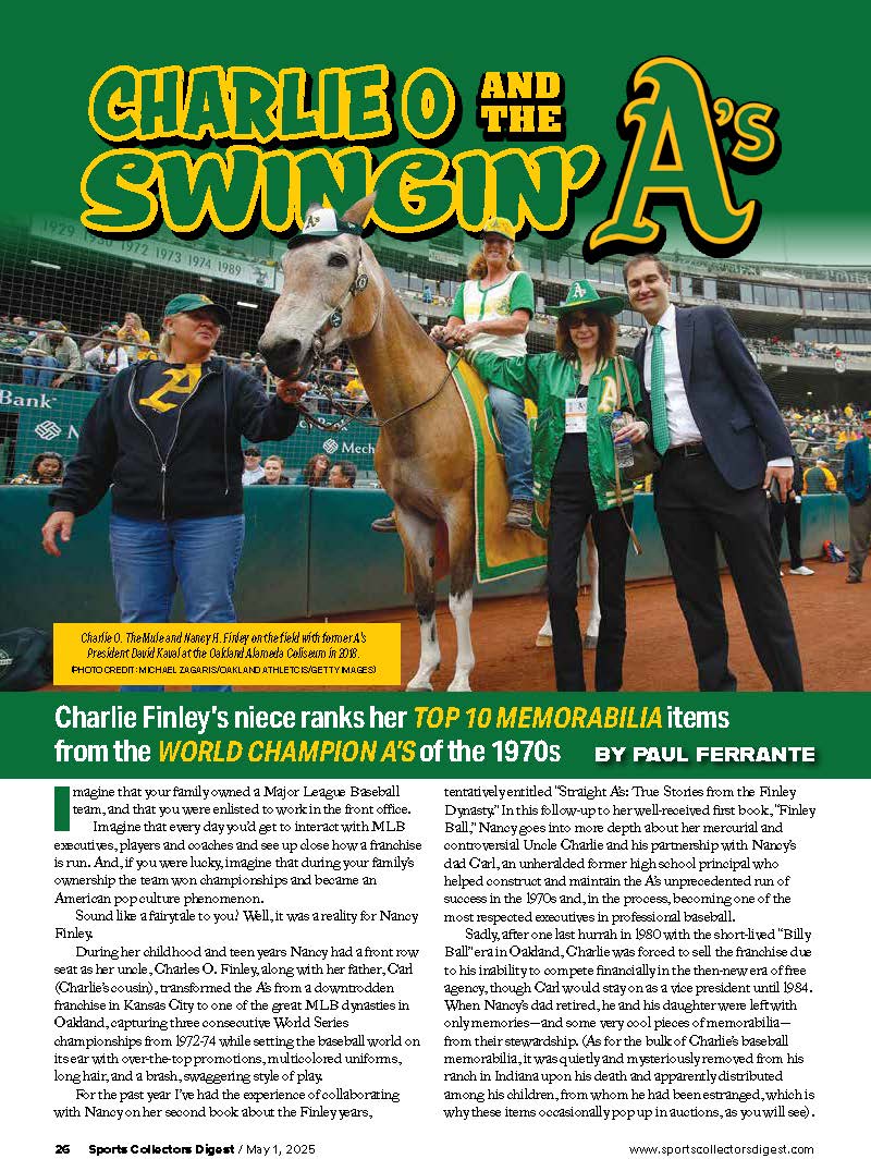 Charlie O and the Swingin’ A's in the May 1, 2025 issue of Sports Collectors Digest. 