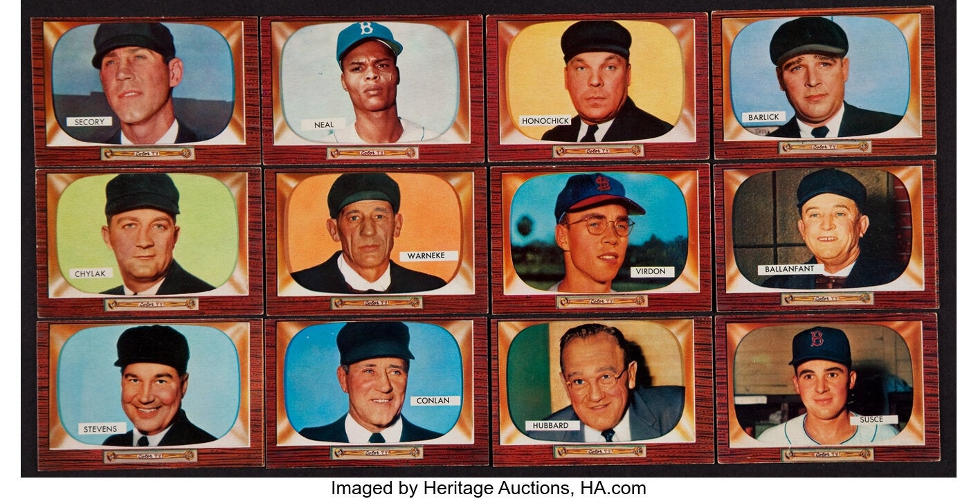 1955 Bowman set featuring baseball umpires. 