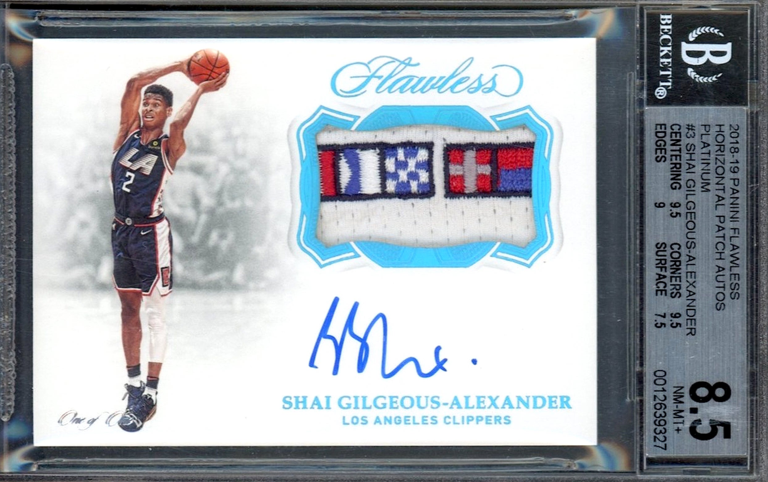 2018-19 Panini Flawless Platinum Shai Gilgeous-Alexander signed patch card.