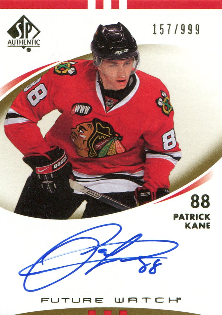 2007-08 SP Authentic Patrick Kane rookie card. 
