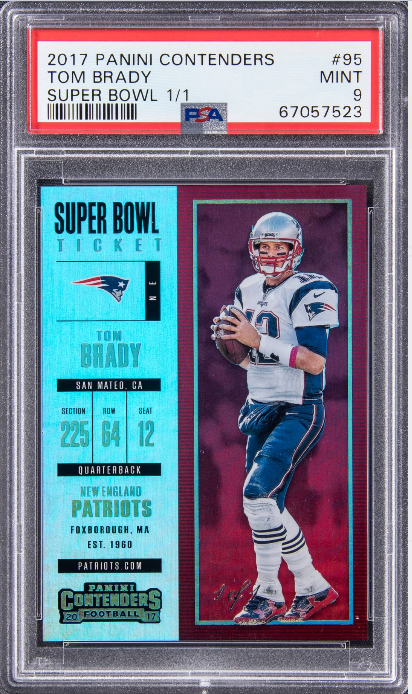 2017 Panini Contenders Tom Brady Super Bowl Ticket #1/1 card. 