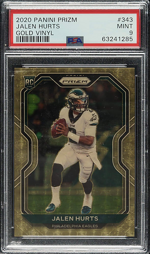 2020 Panini Prizm Jalen Hurts Gold Vinyl Rookie Refractor. 