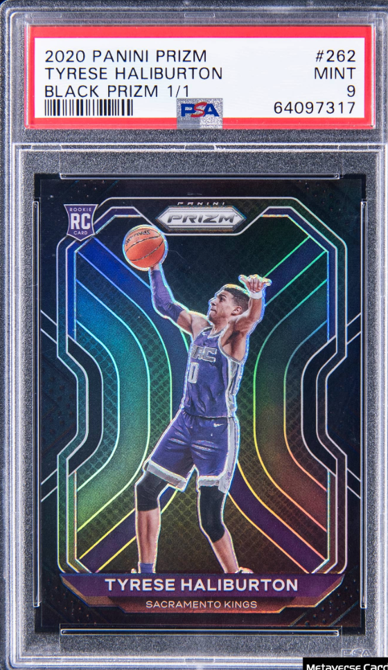 2020 Panini Prizm Tyrese Haliburton Black Prizm card. 