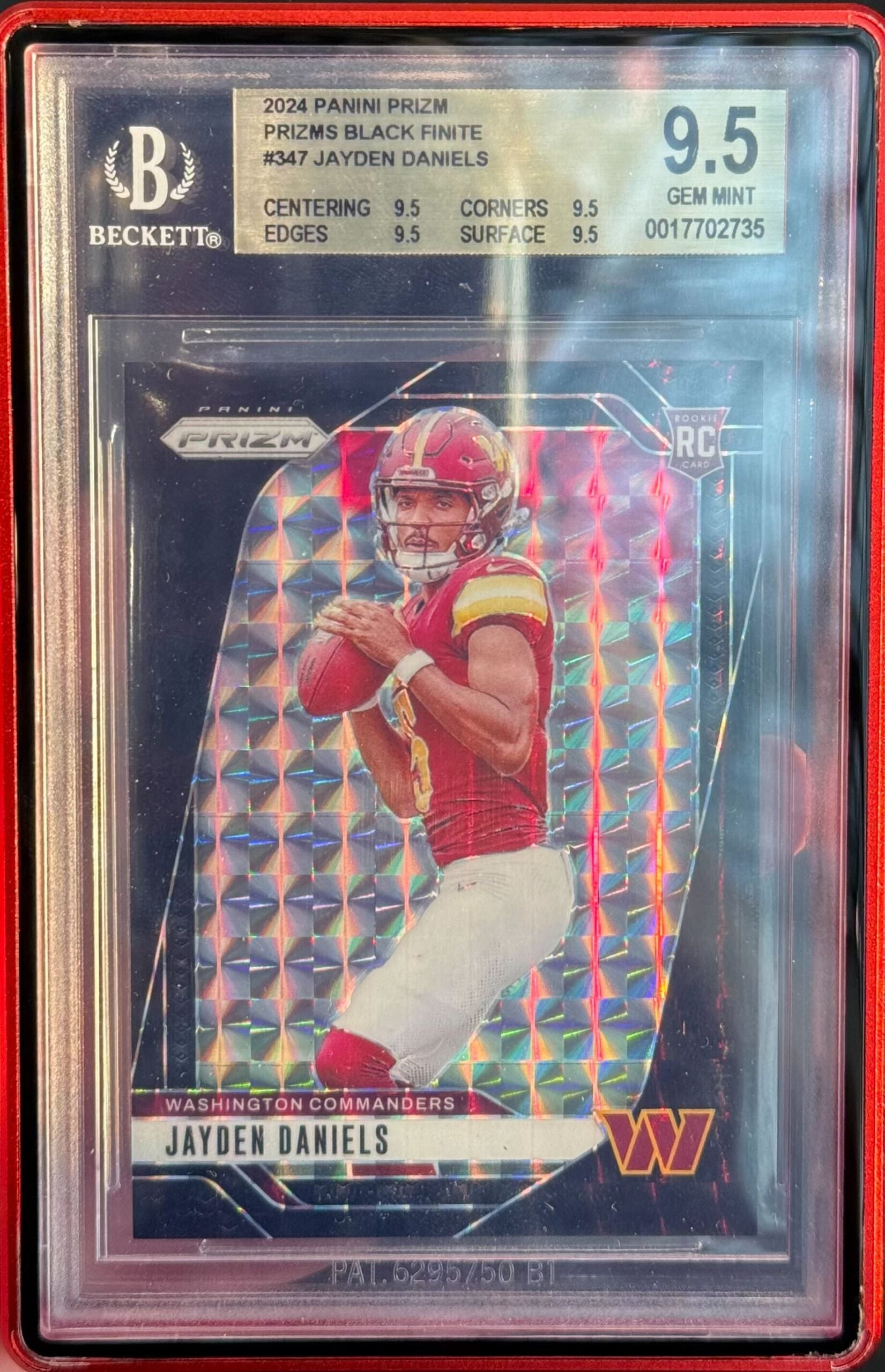 2024 Panini Prizm Prims Black Finite Jayden Daniels rookie card. 
