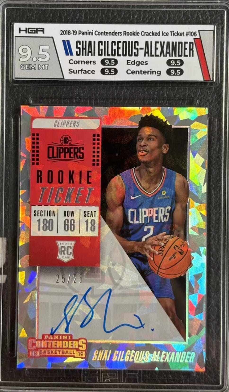 2018-19 Panini Contenders Cracked Ice Shai Gilgeous-Alexander card.