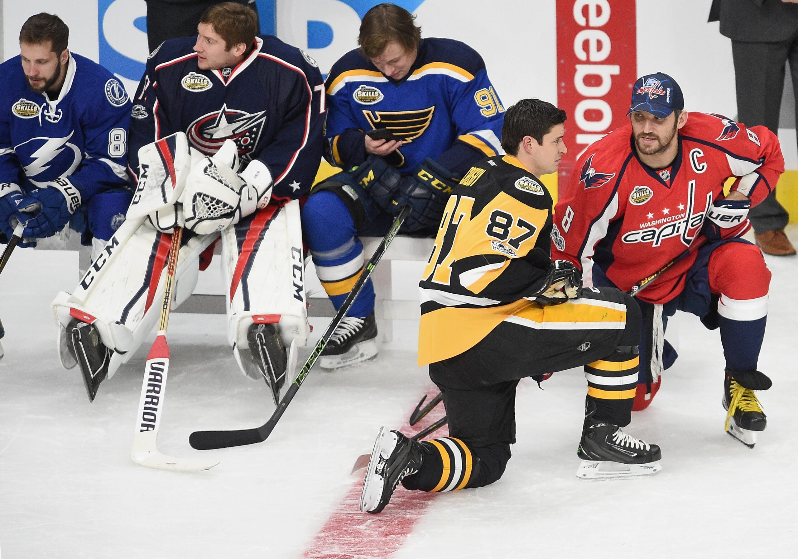NHL greats Sidney Crosby and Alex Ovechkin at the NHL All-Star Game. 