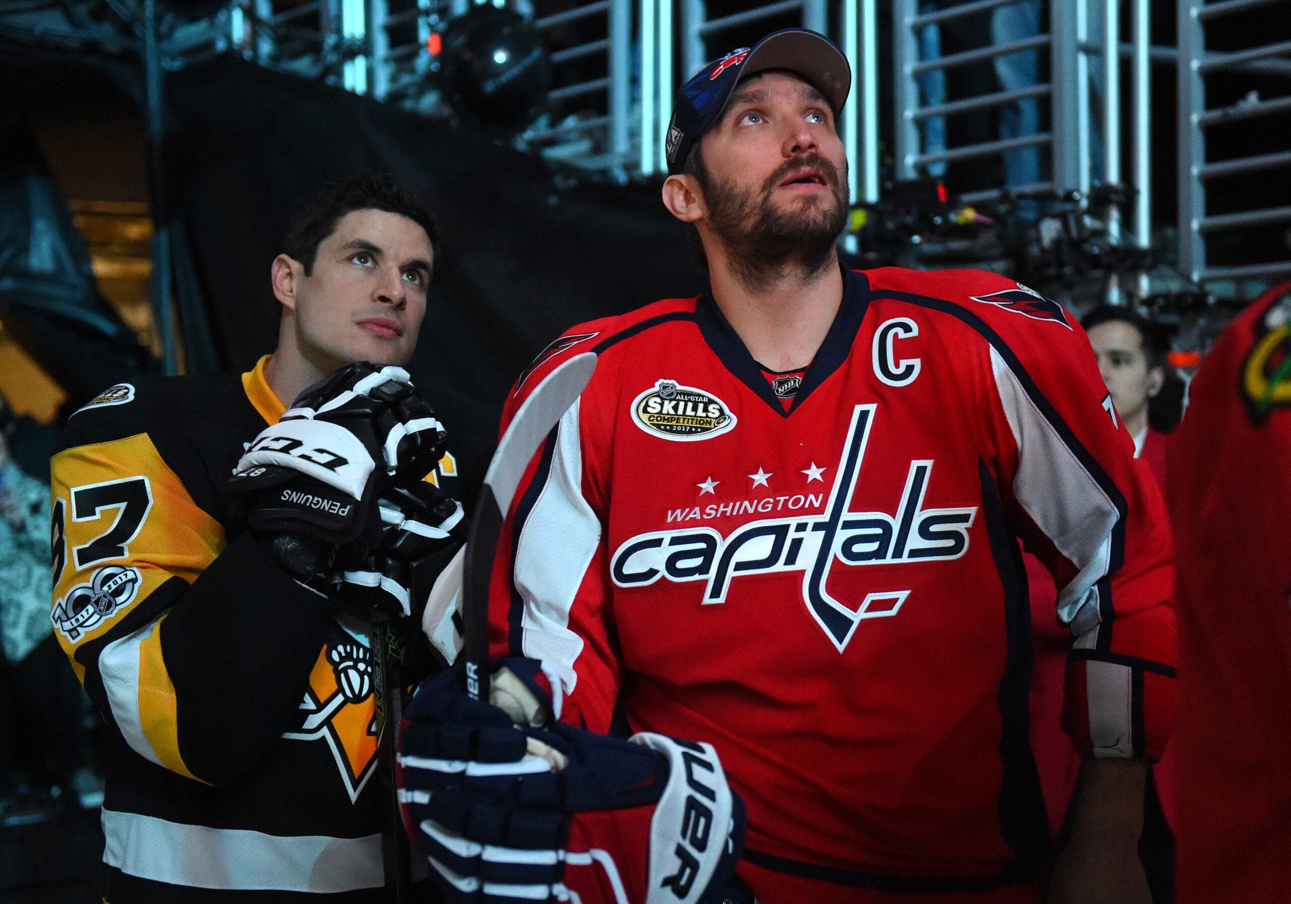  Former NHL No. 1 draft picks Sidney Crosby and Alex Ovechkin at the NHL All-Star Game. 