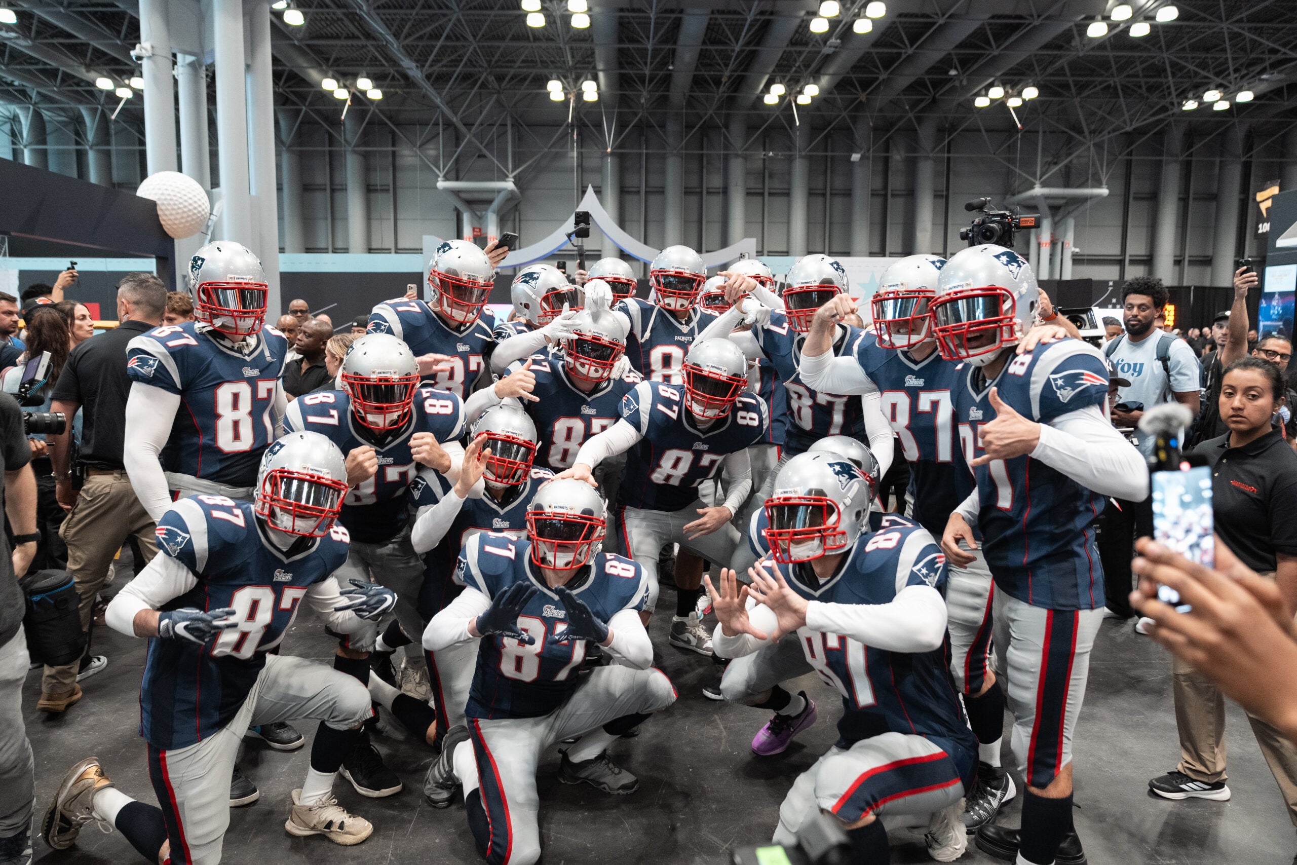 A group of Rob Gronkowski look-a-likes greeted Tom Brady at Fanatics Fest NYC. 