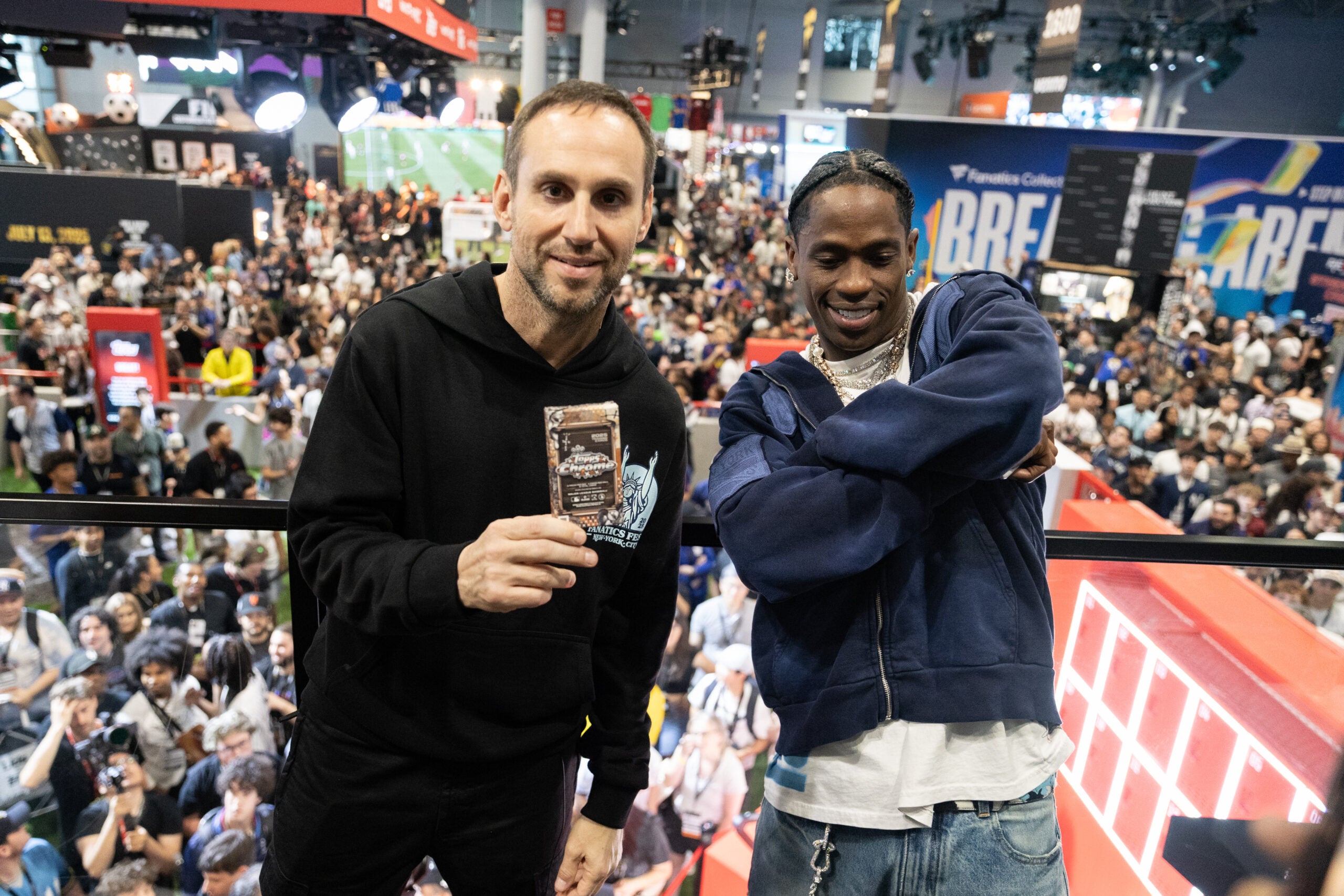 Fanatics CEO Michael Rubin and rapper Travis Scott at Fanatics Fest NYC. 