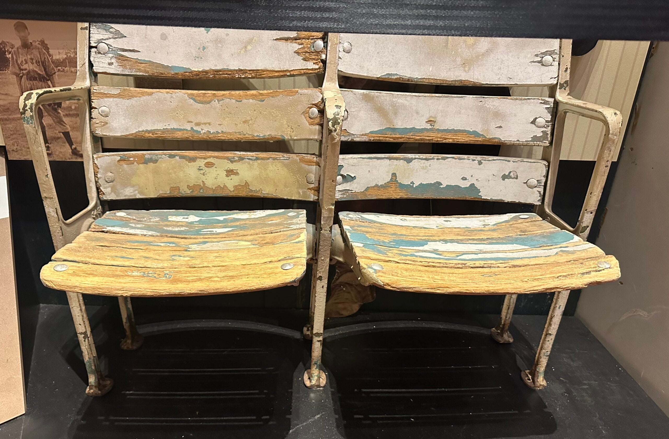 Stadium seats from an old Negro Leagues ballpark. 