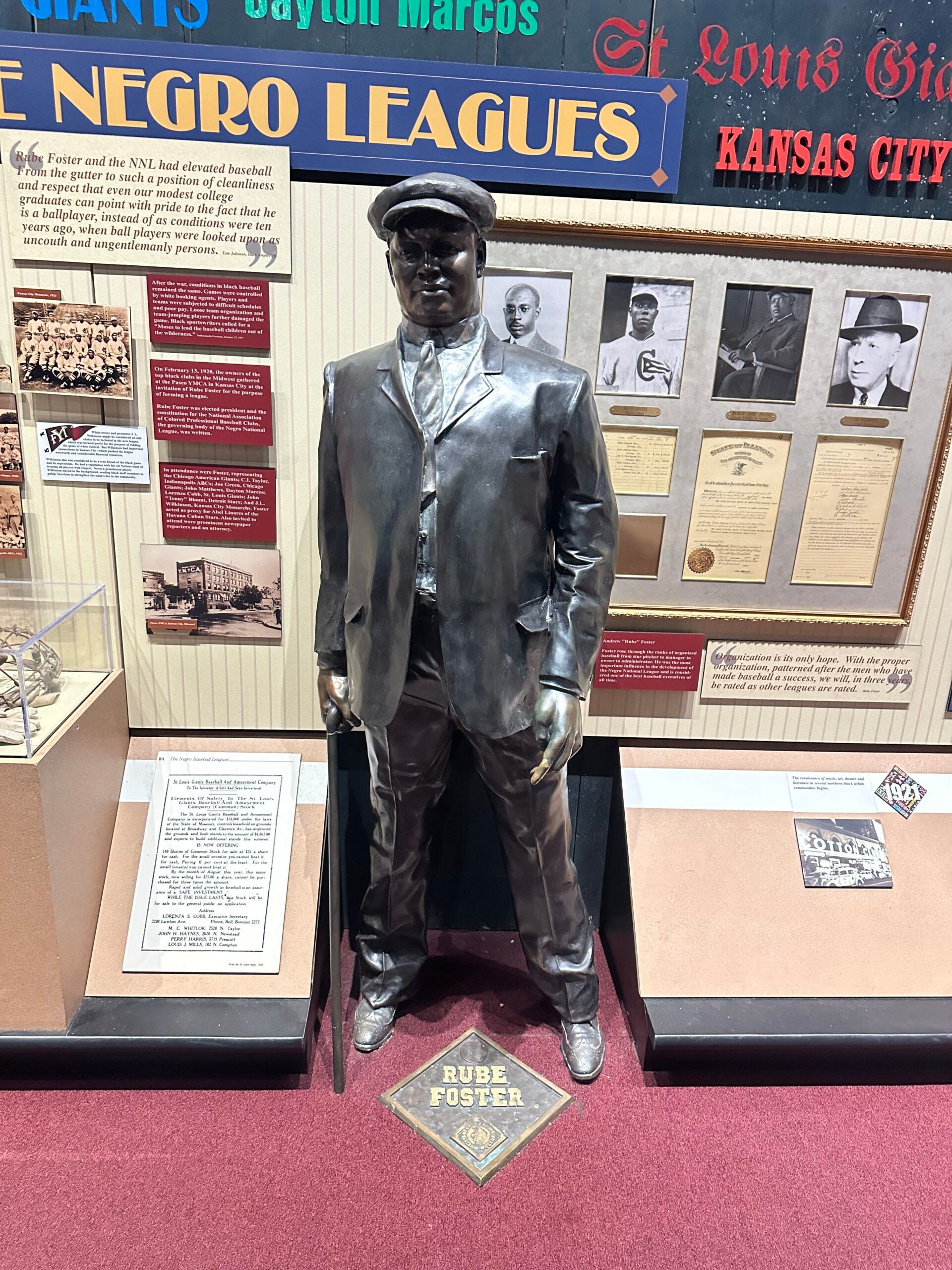 Negro Leagues legend Rube Foster at the Negro Leagues Baseball Museum. 