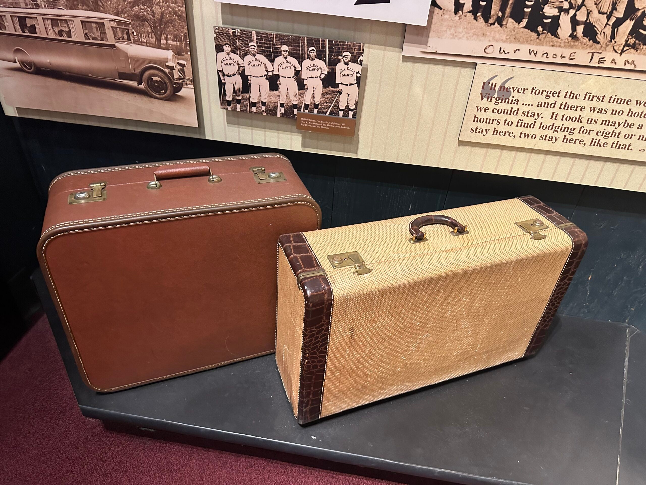 Suitcases from the Negro Leagues. 