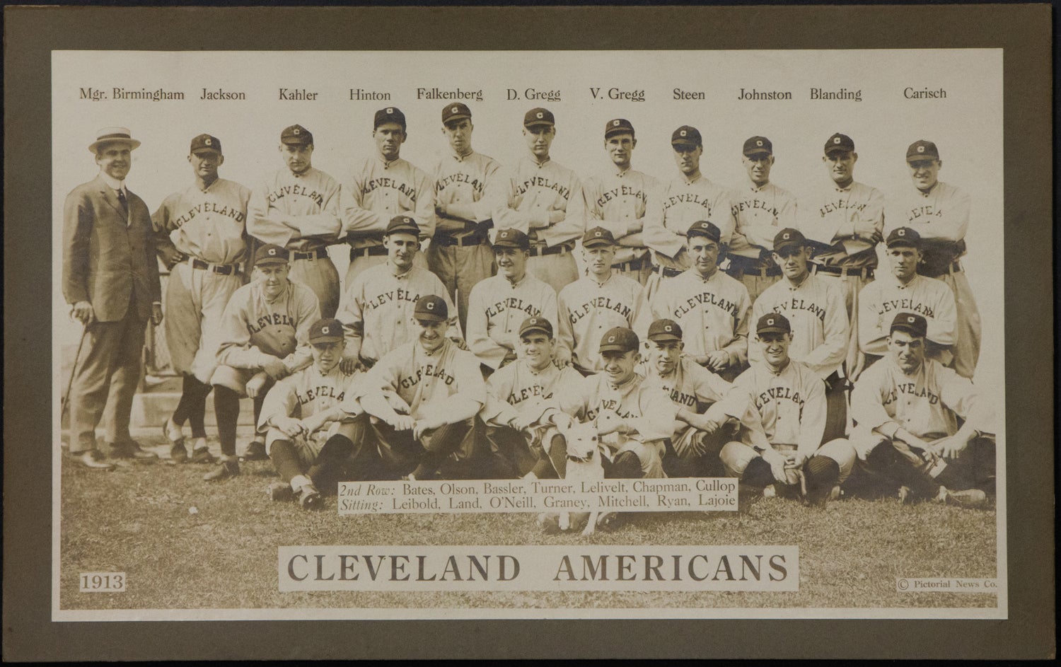 1913 T200 Fatima Cleveland Americans Team Premium photo featuring Shoeless Joe Jackson.