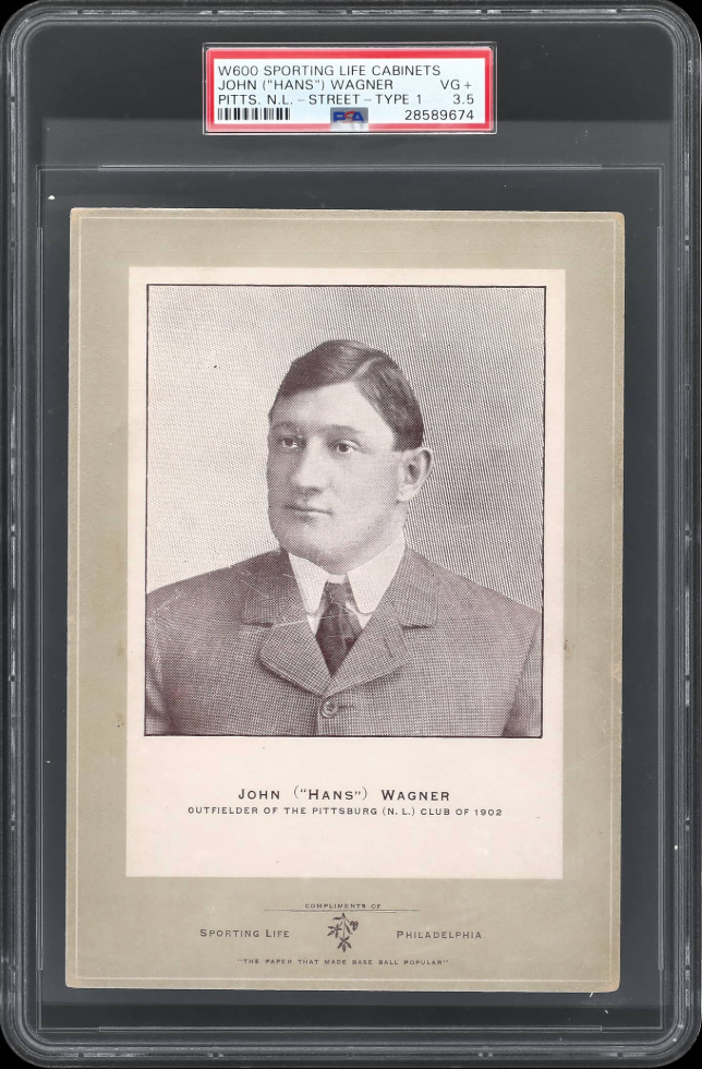 John “Hans” Wagner 1902 W600 Sporting Life Cabinet Type 1 Mount Rookie card.