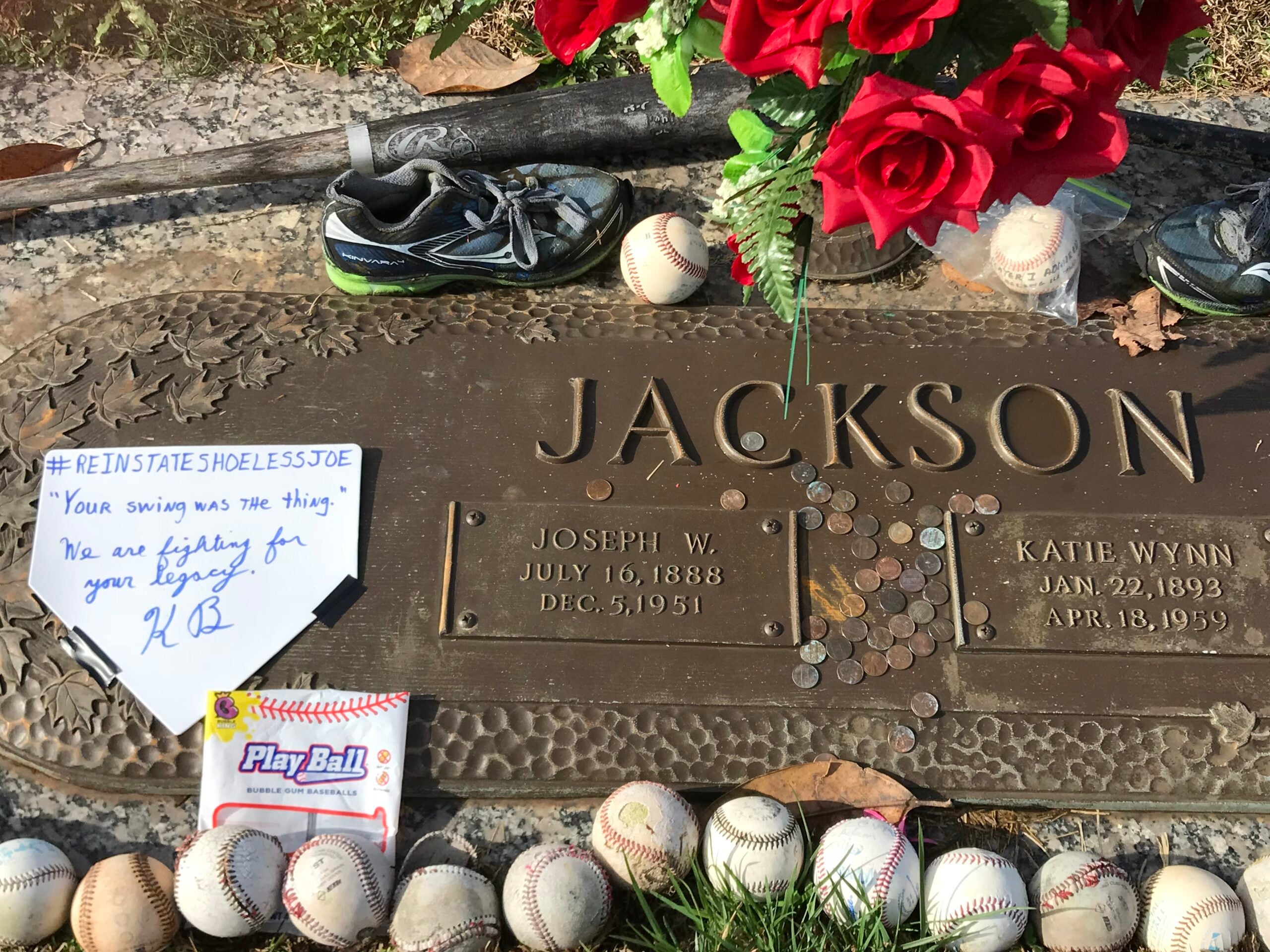 Shoeless Joe Jackson's grave at Woodlawn Memorial Park in Greenville, S.C. 