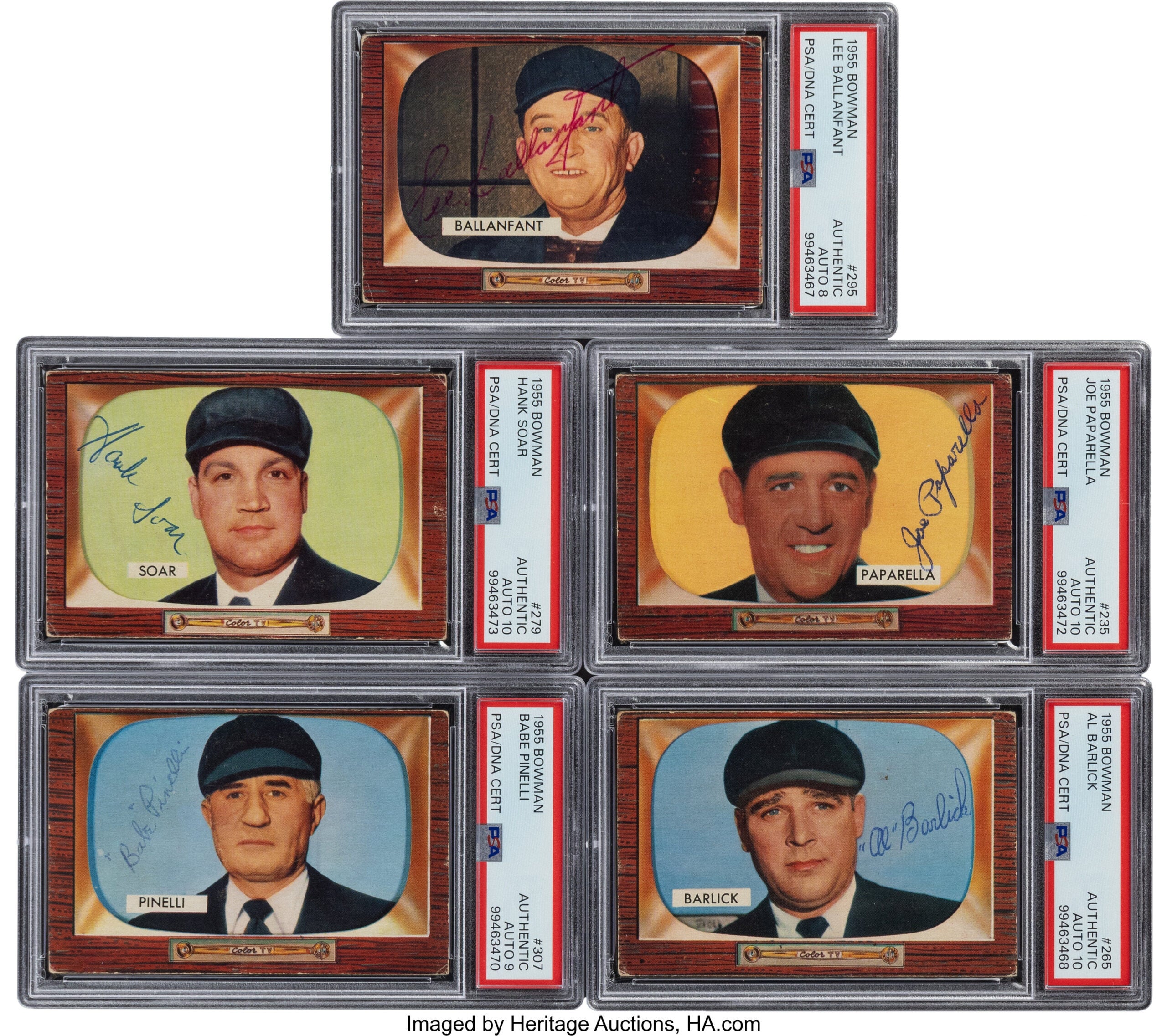 1955 Bowman Baseball umpire cards.