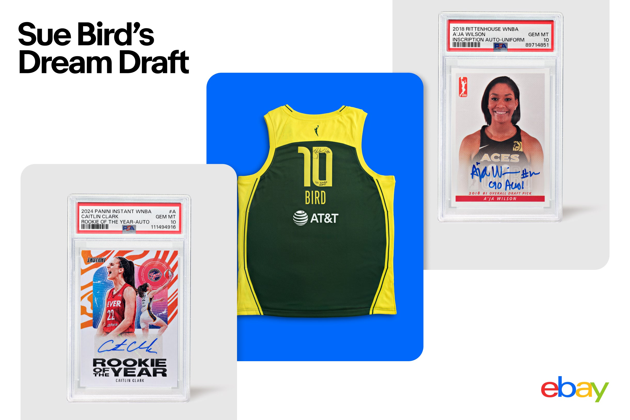 Cards and memorabilia from Sue Bird's Dream Draft on eBay. 
