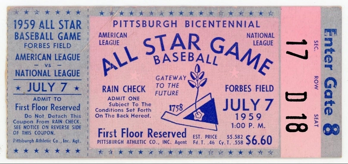 1959 All-Star Game ticket. 