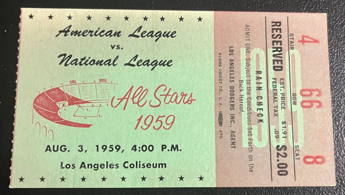1959 All-Star Game ticket stub. 