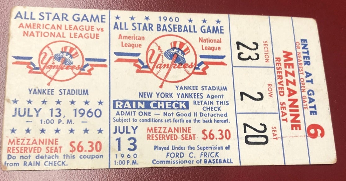 1960 All-Star Game ticket. 