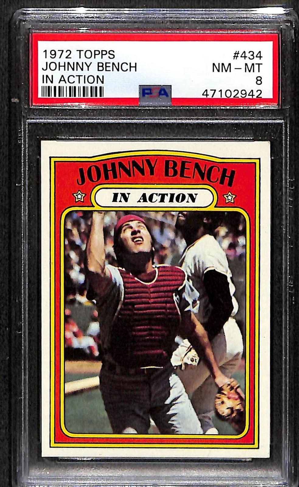 1972 Topps Johnny Bench In Action card. 