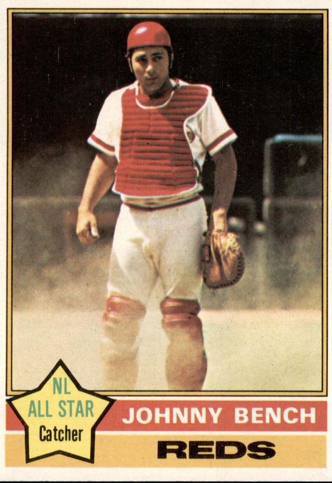 1976 Topps Johnny Bench card. 