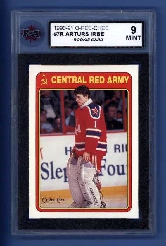 1990-91 O-Pee-Chee #7R Arturs Irbe card. 