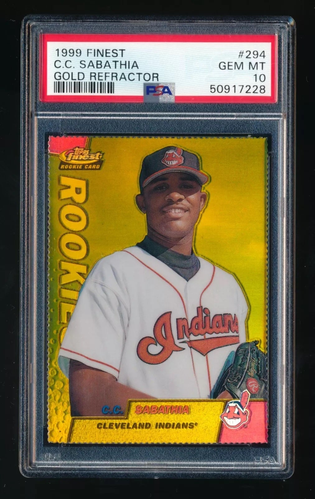 1999 Topps Finest CC Sabathia Gold Refractor. 