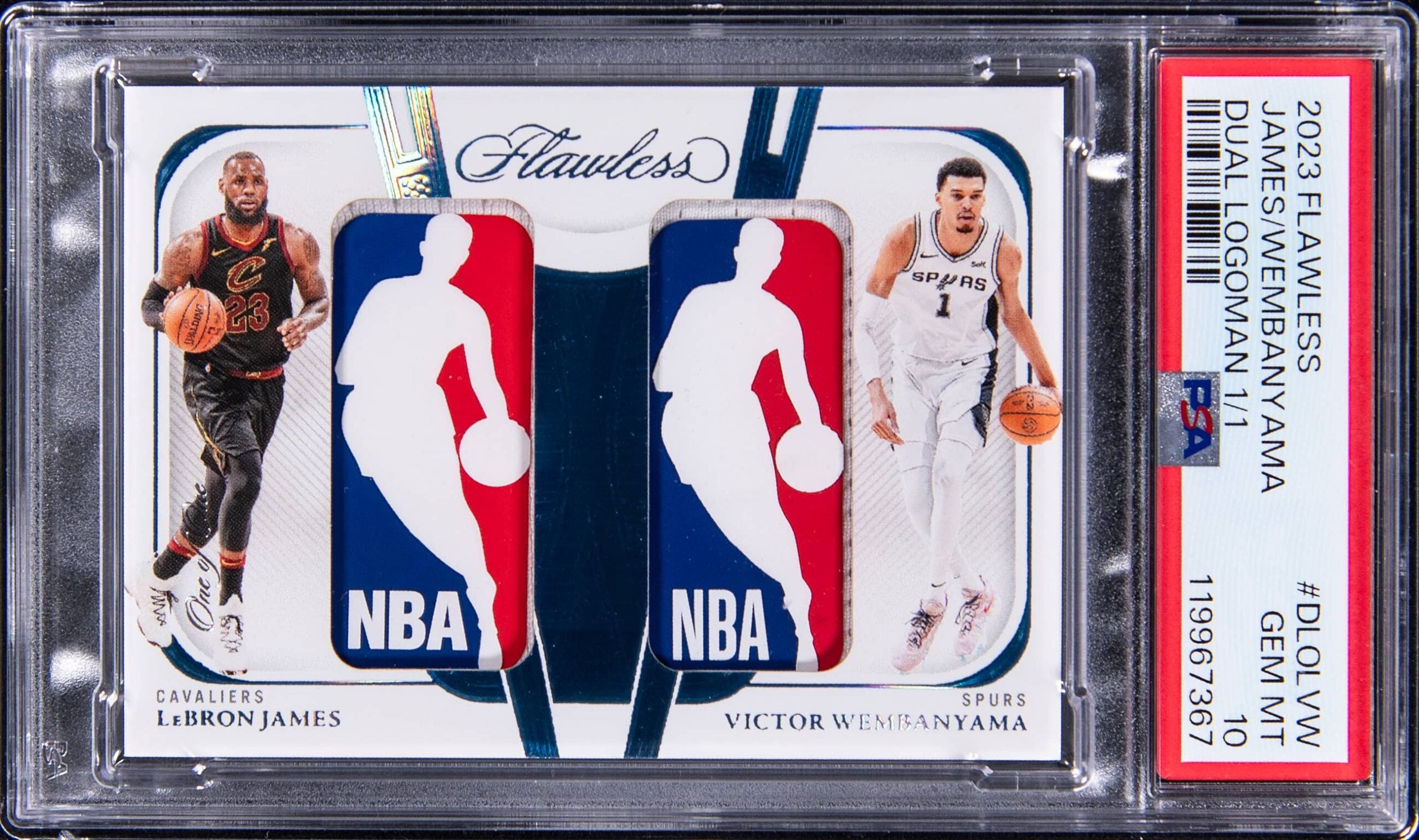 2023-24 Flawless Victor Wembanyama/Lebron James Dual Logoman #1/1. 