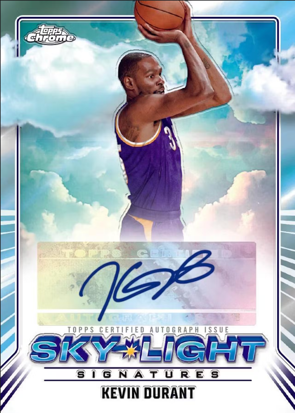 2024-25 Topps Chrome Basketball Kevin Durant Sky-Light Signatures card. 