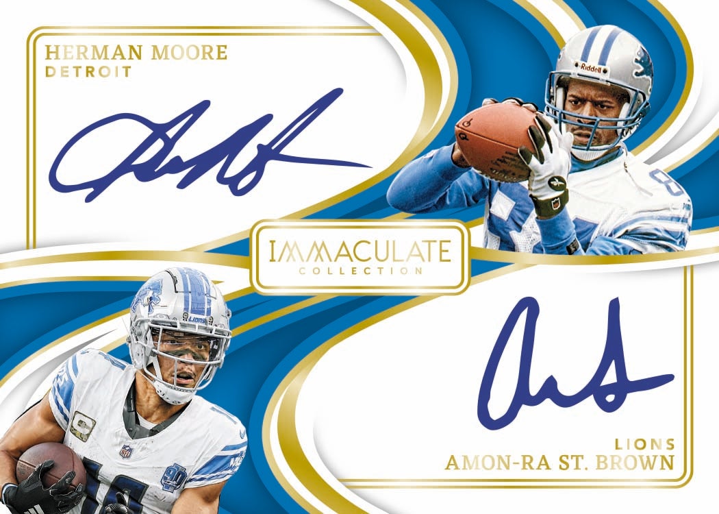 2024 Panini Immaculate Collection Herman Moore/Amon-Ra St. Brown dual auto card. 