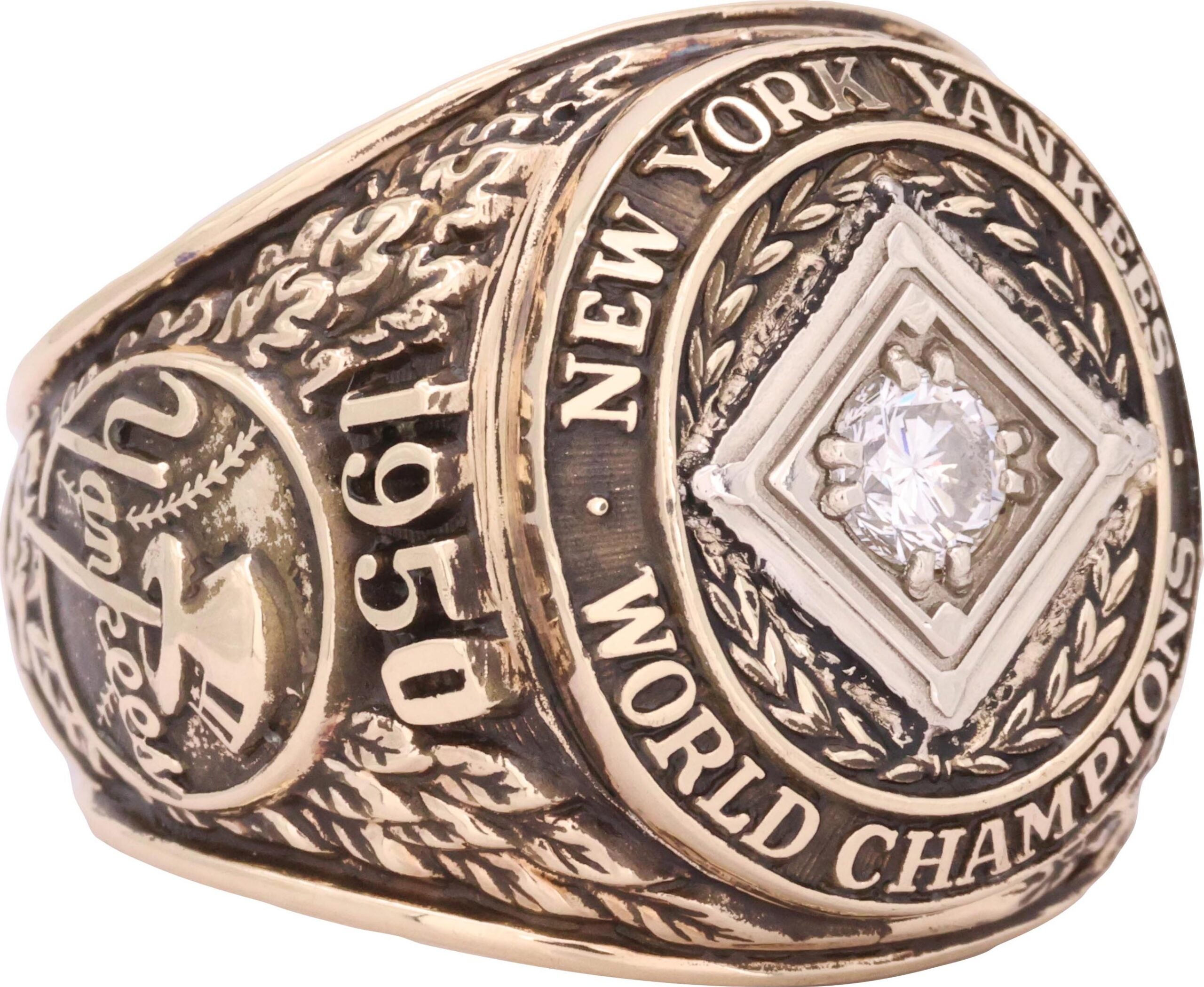 Joe DiMaggio's 1950 N.Y. Yankees World Series Champions 10K gold ring.